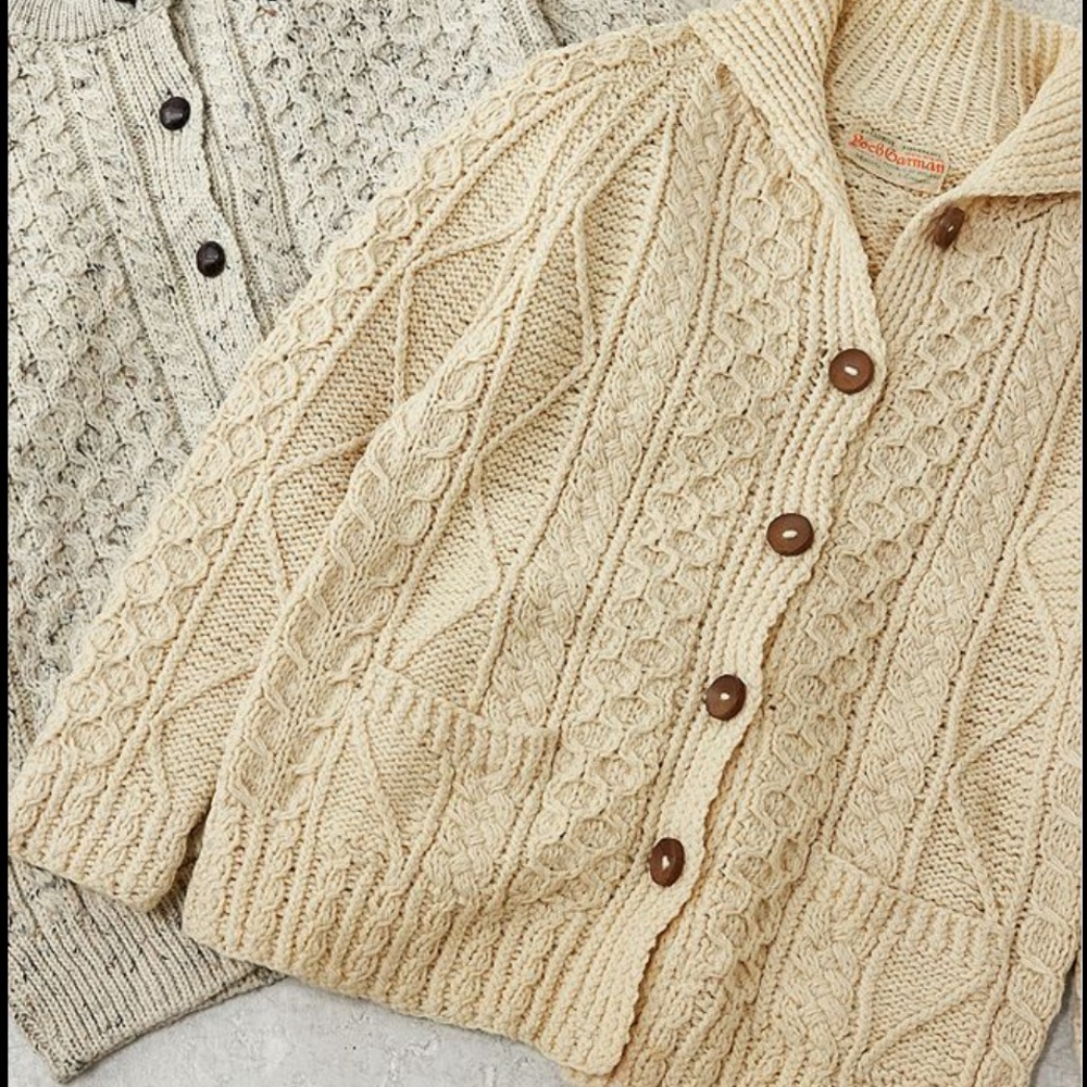 Urban Outfitters Cream Cable Knit Button-Front Cardigan